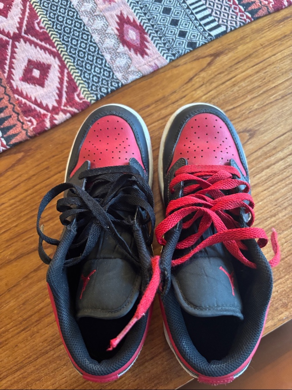 Air Jordan 1 Bred Toe Black and Red Youth High-Top Sneakers